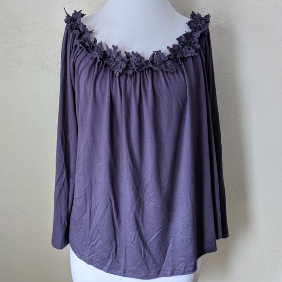 Grape Lilac Purple Top Floral Lace Collar - Picture 2 of 9